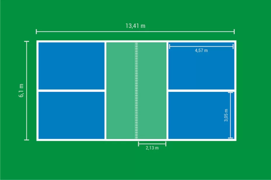 quadra de pickleball azul e verde