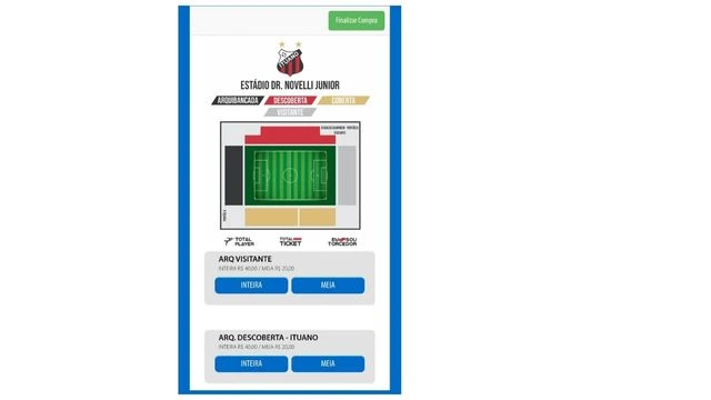 Desenho das arquibancadas do Estádio Novelli Junior. 