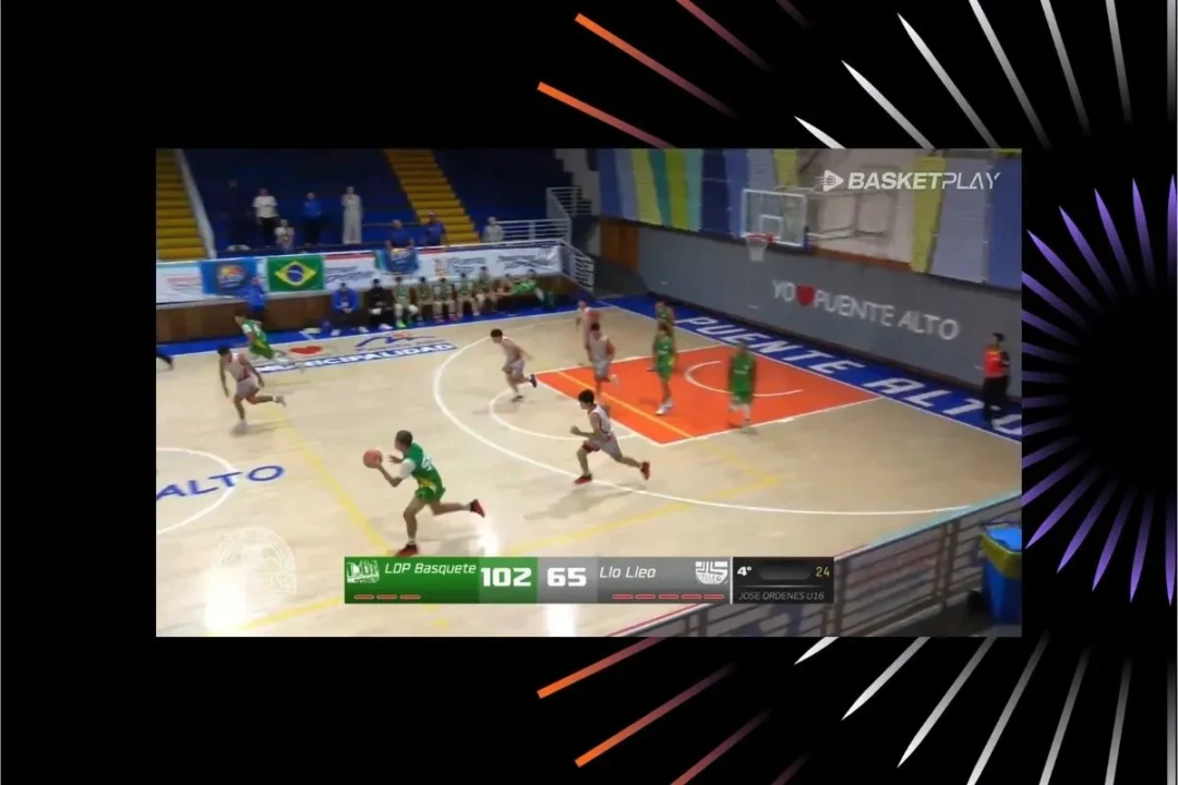 LDP Basquete contra Llo Lleo no Chile. O time da LDP conduzindo a bola