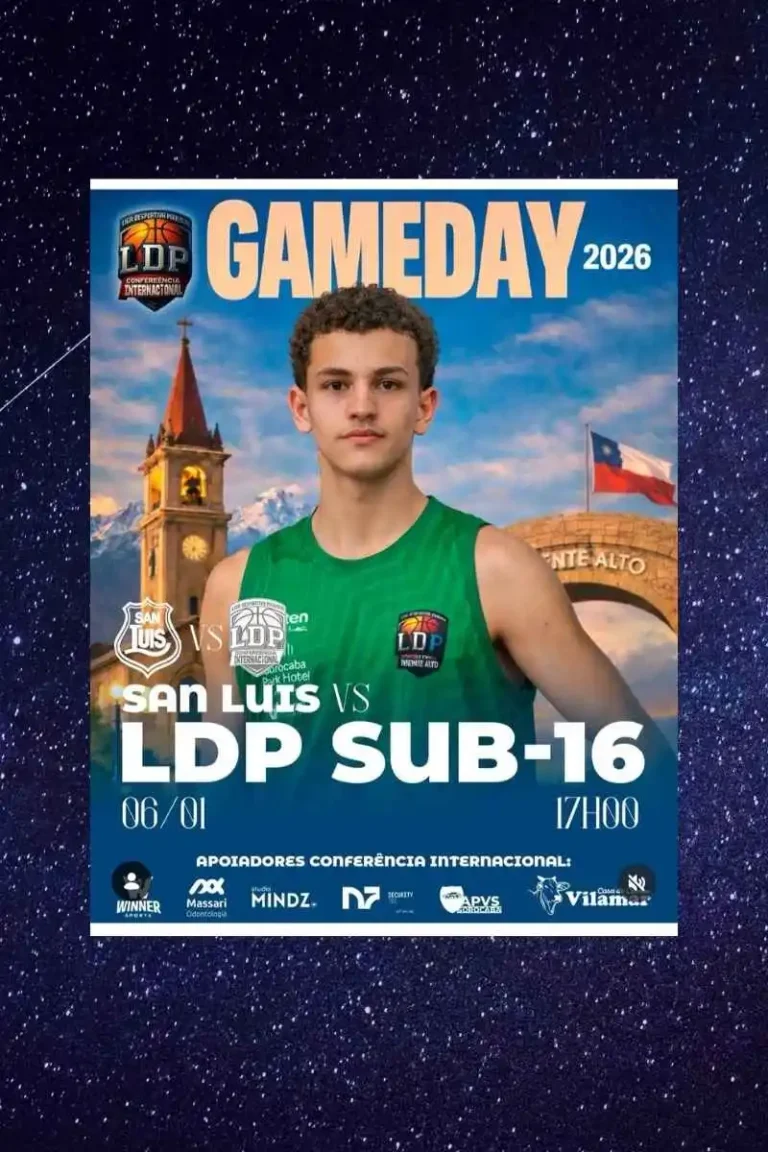 Banner Jogo LDP XSan Luis. Um Jogador posando para a foto