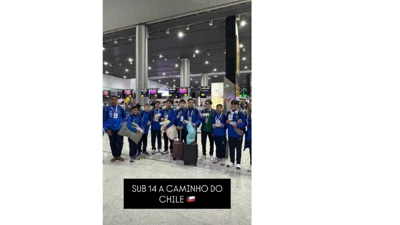 LDP Basquete Sub-14 no aeroporto no Chile