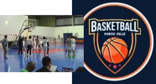 AGE Basquetebol Porto Feliz comemora a vitória sobre o Sorocaba Basquete.  Fonte: Youtube Corneteiros