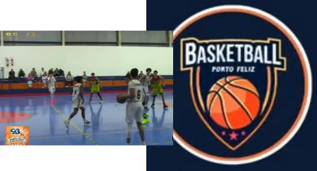 AGE Basquetebol Porto Feliz comemora a vitória sobre o Sorocaba Basquete. Fonte: Youtube Corneteiros